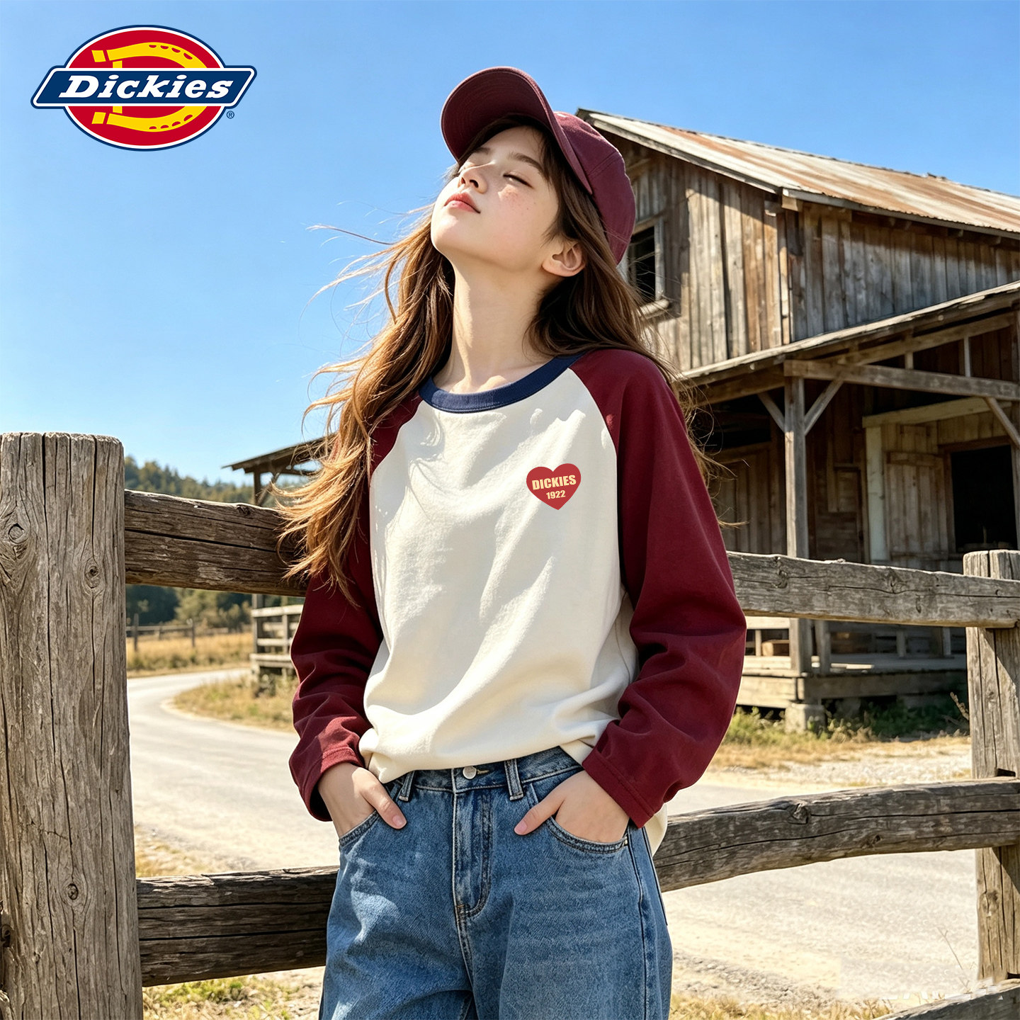 Dickies童装女童长袖运动休闲女孩纯棉打底衫t恤2026新款儿童秋装