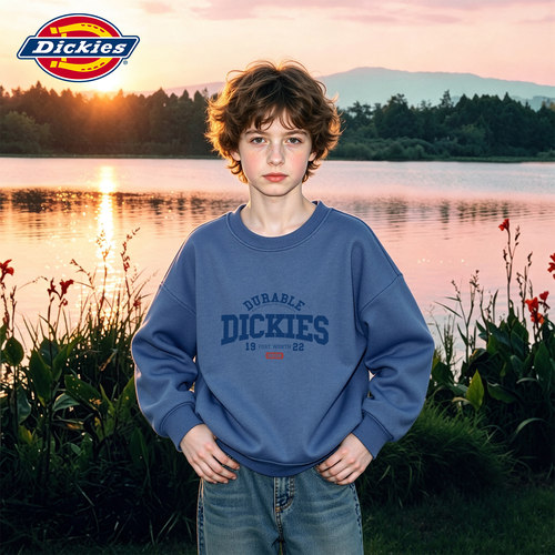 Dickies童装男童秋季卫衣2026新款男孩上衣圆领秋装流行儿童衣服