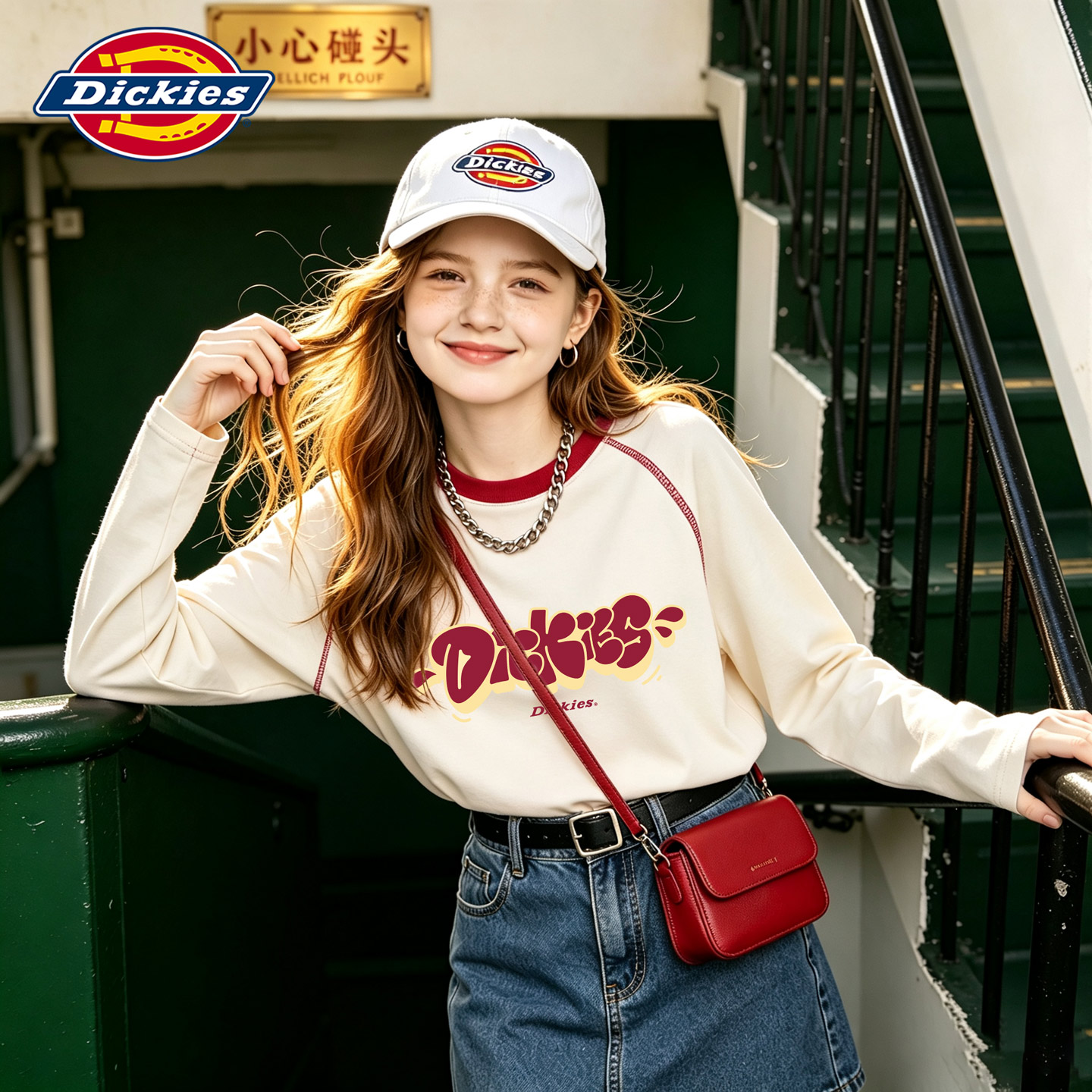 Dickies女童秋装长袖t恤2026新款儿童上衣韩版时髦童装小女孩衣服