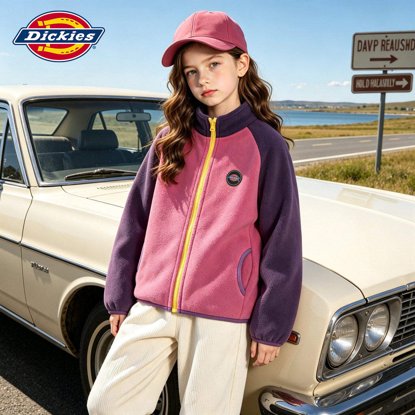 Dickies女童秋冬摇粒绒外套2026新款小女孩冬装加绒儿童休闲上衣