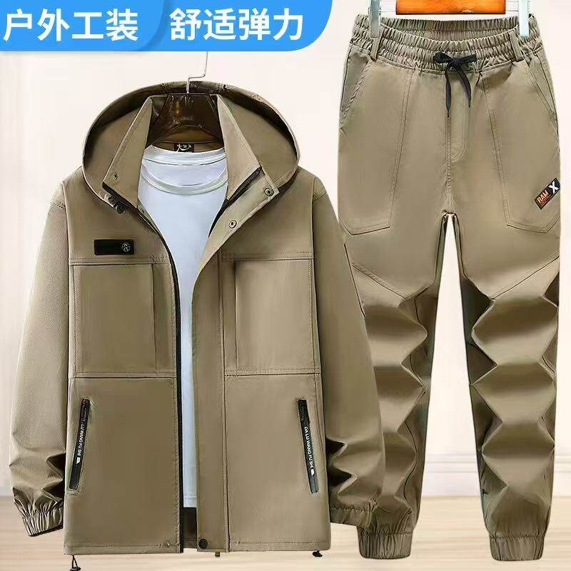 春秋防泼水加肥加大户外工装套装