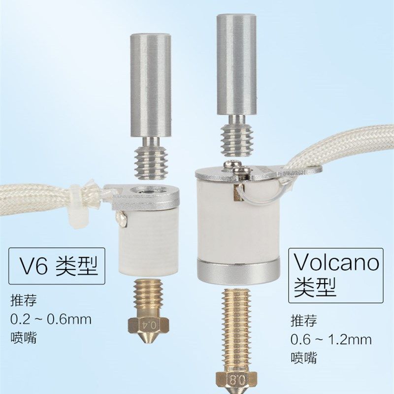 3D打印机配件热端环形升温陶瓷加热铝块V6/火山口快速发热片套件
