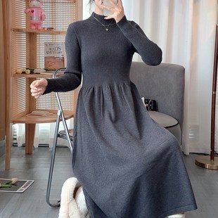高冷御姐风内搭打底女装2024秋冬季新款连衣裙修身显瘦针织毛衣裙