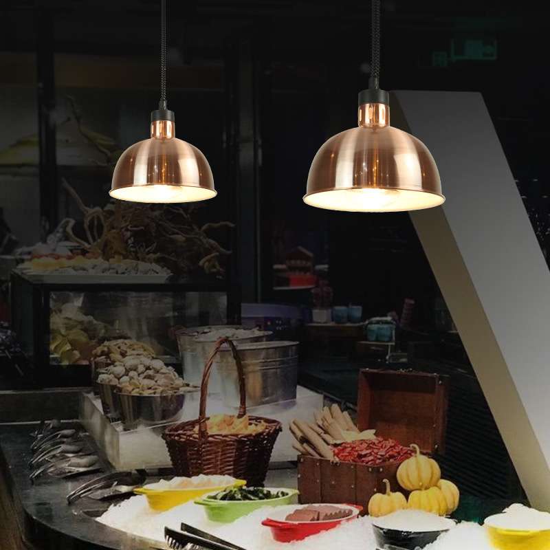 单头自助餐厅食物保温灯圆形伸缩灯升降器酒店西餐厅食品加热吊灯