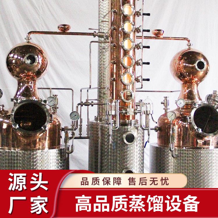 厂直家销威士忌金酒白兰地酿酒蒸设备式定制紫铜塔双釜馏蒸dye025