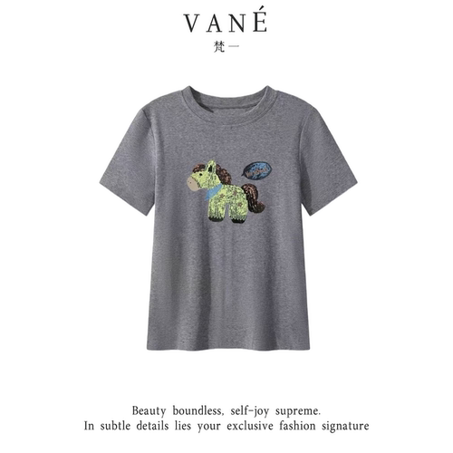 【入驻首秀】 休闲百搭舒适圆领小马印花短袖T恤女2026夏季新款