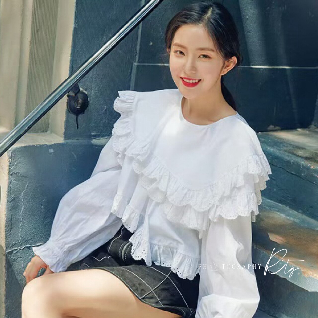 Rtg Clothing新款设计师小众原单百搭荷叶边长袖衬衫上衣