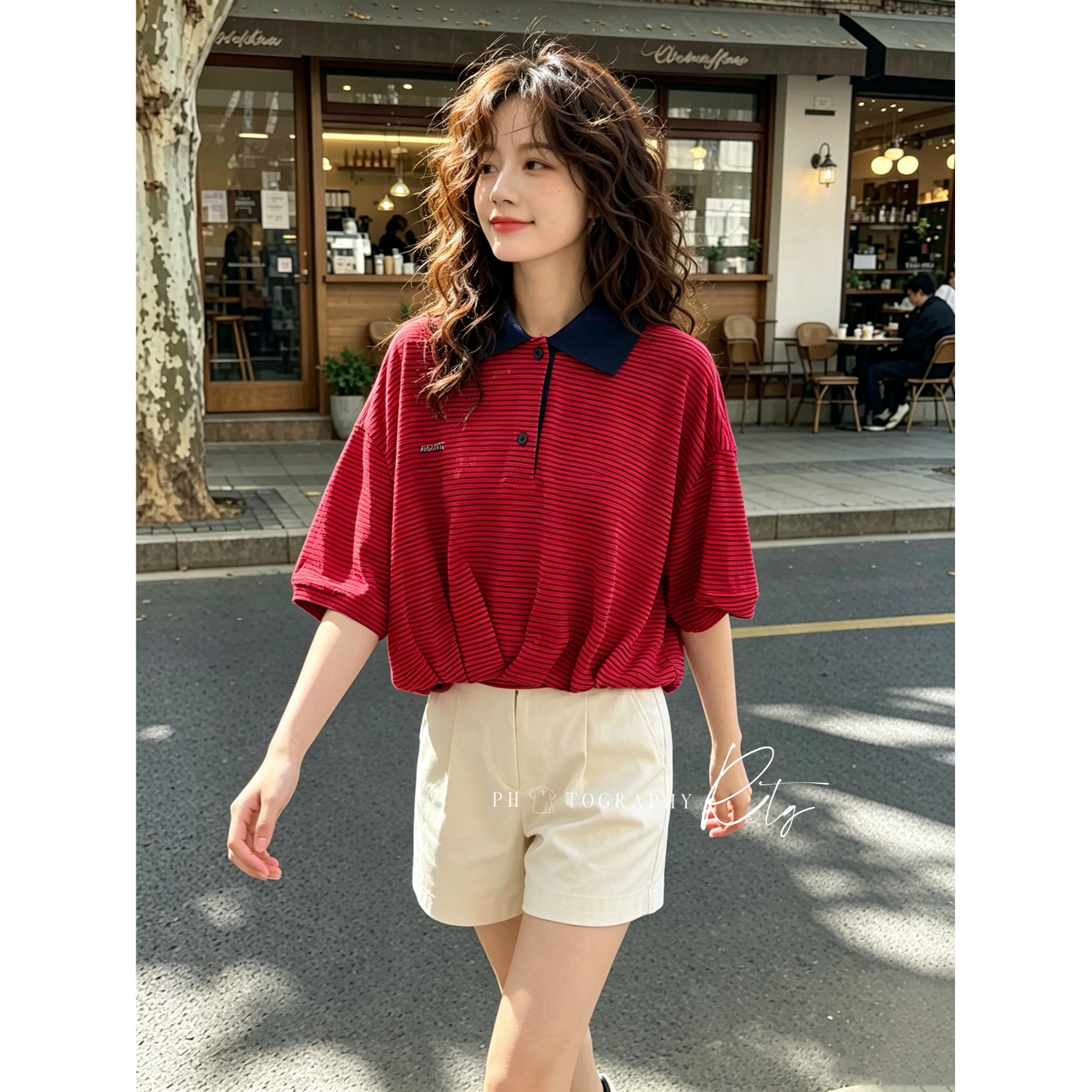 Rtg Clothing 新款小众设计款原单正品条纹翻领短袖上衣