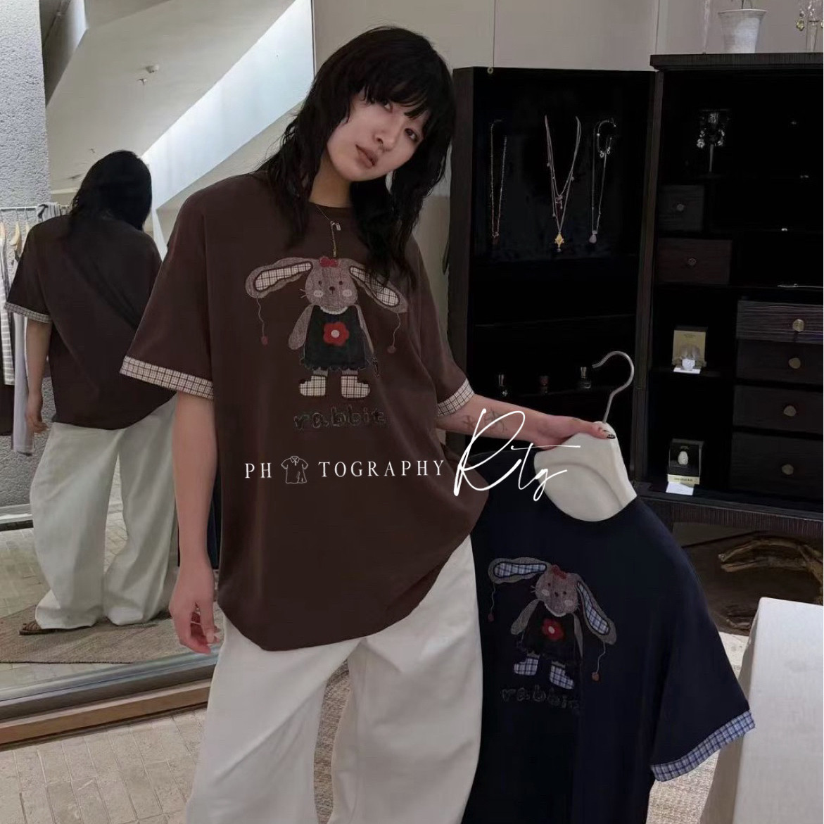 Rtg Clothing 新款小众设计款原单正品潮品兔子印花短袖T恤