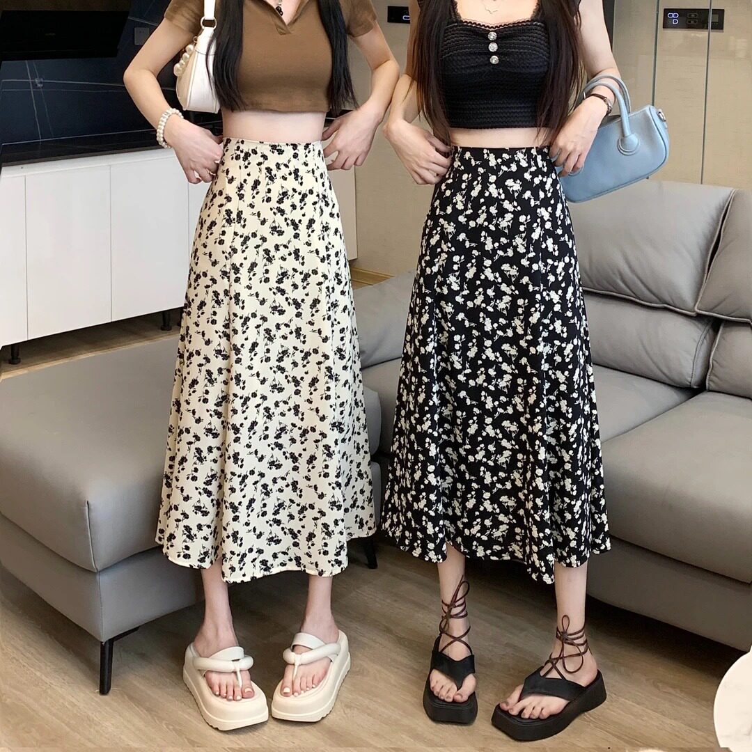 夏季韩版高腰显瘦碎花A字半身裙