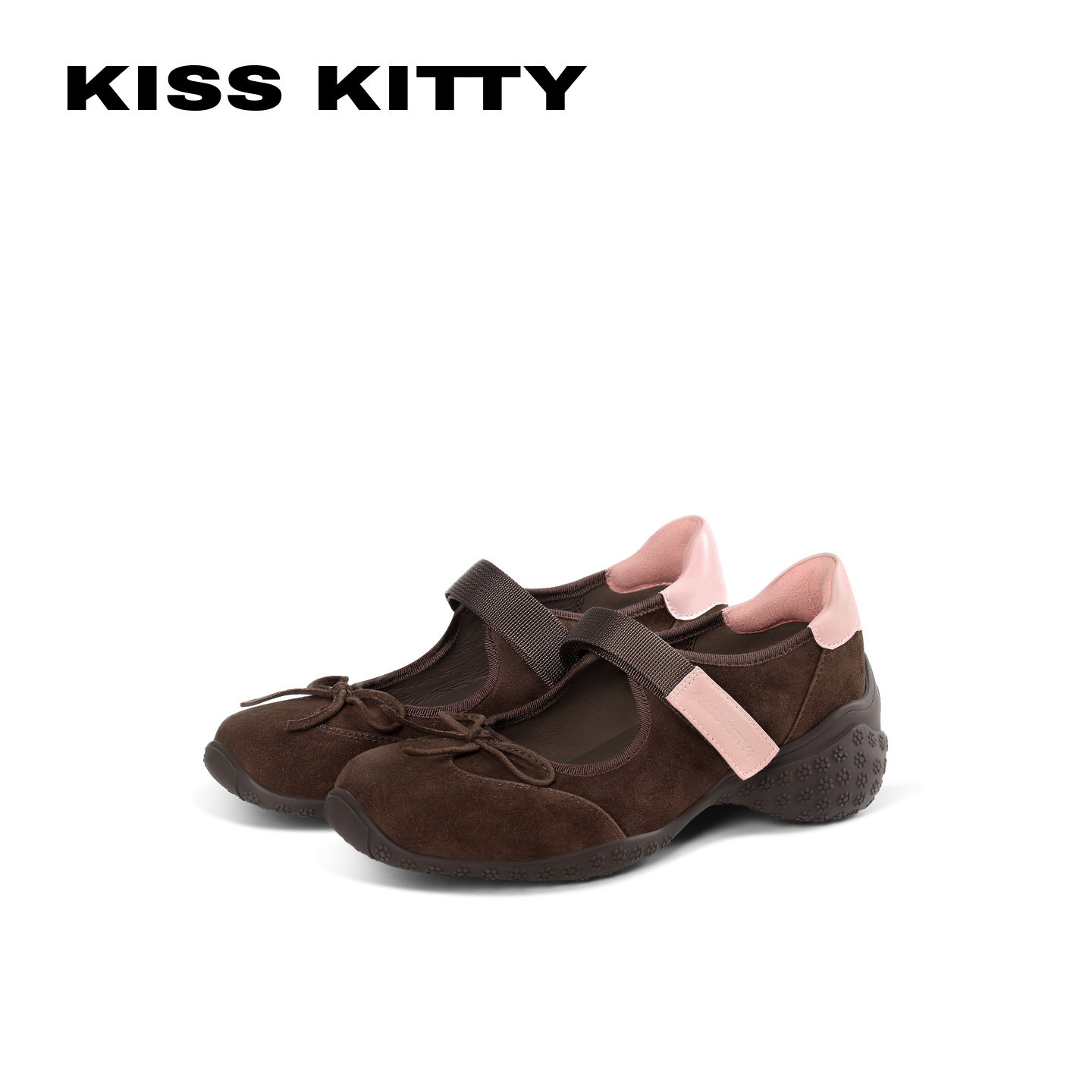 KISSKITTY复古芭蕾玛丽珍鞋女反绒皮魔术贴厚底增高甜美风女