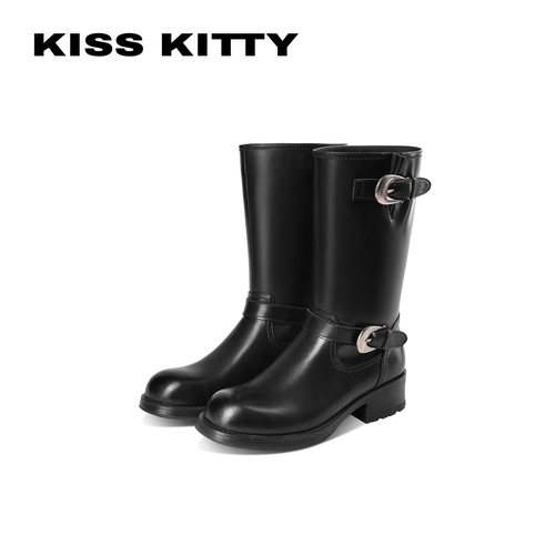 KISSKITTY机车皮带扣显瘦女靴