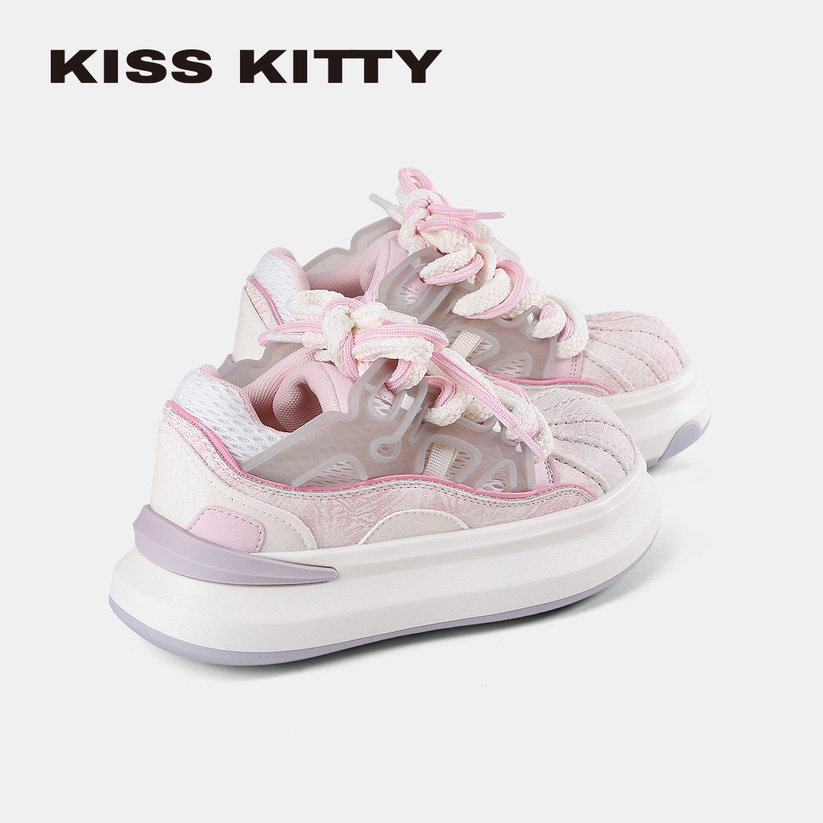 KISS KITTY厚底贝壳头厚底深口休闲板鞋色小众增高运动休闲女鞋
