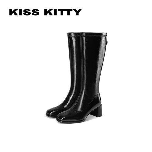 KISSKITTY方头高跟显瘦骑士靴