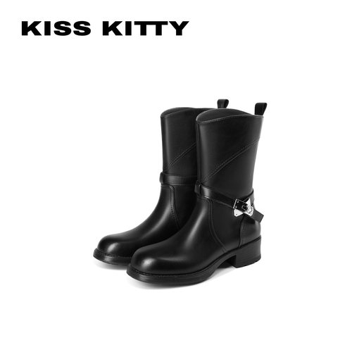 KISSKITTY机车粗跟显瘦女靴