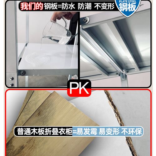 免安装简易布衣柜家用卧室折叠全钢架衣柜结实耐用钢管收纳柜衣橱