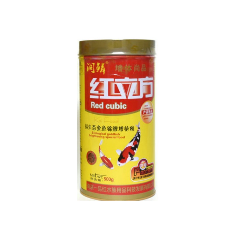 润鳞红立方金鱼锦鲤鱼饲料 桶装鱼粮 中粒上浮 不浑水 增艳鱼食