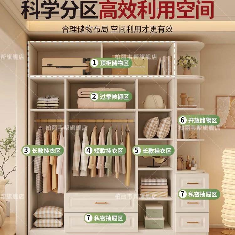衣法式衣柜小型家用卧室户柜子带储物奶油96220风儿童柜造型成品