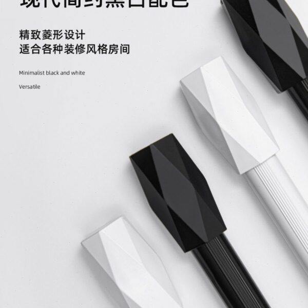 菱形头简约北欧风白色黑色铝合金罗马杆单杆双杆新颖客厅卧室装饰