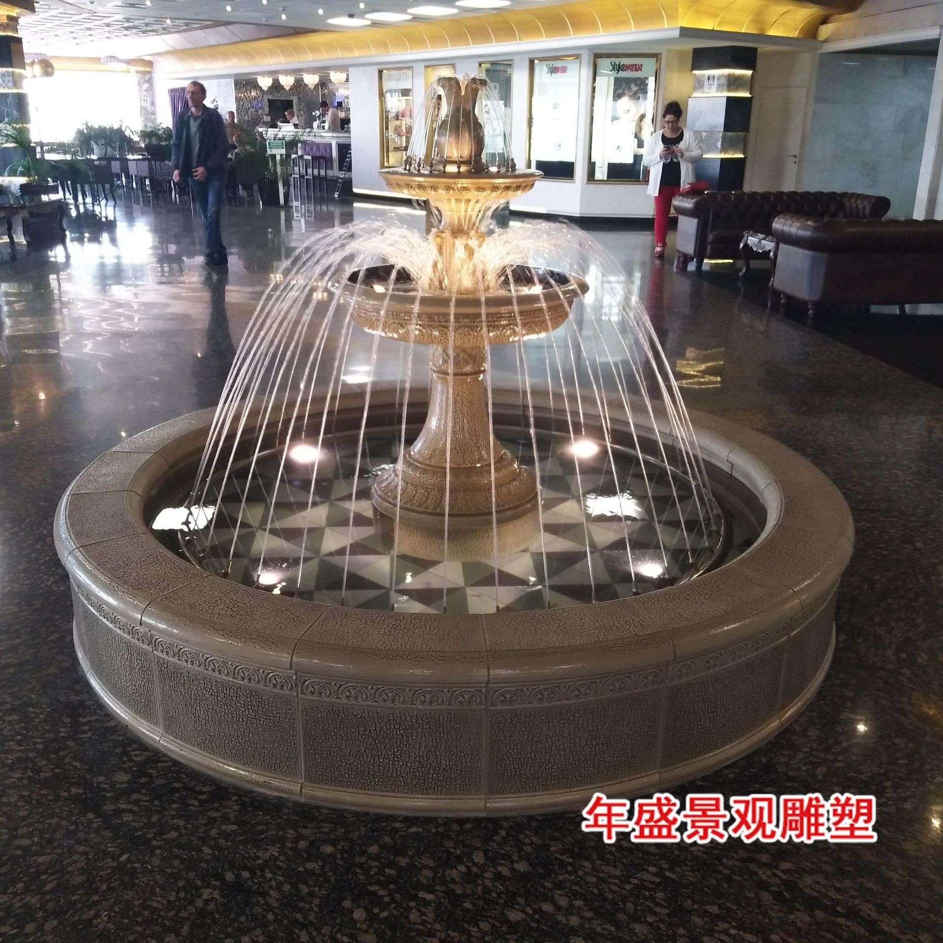大理石喷水池 酒店商场摆件 室内家居水景装饰