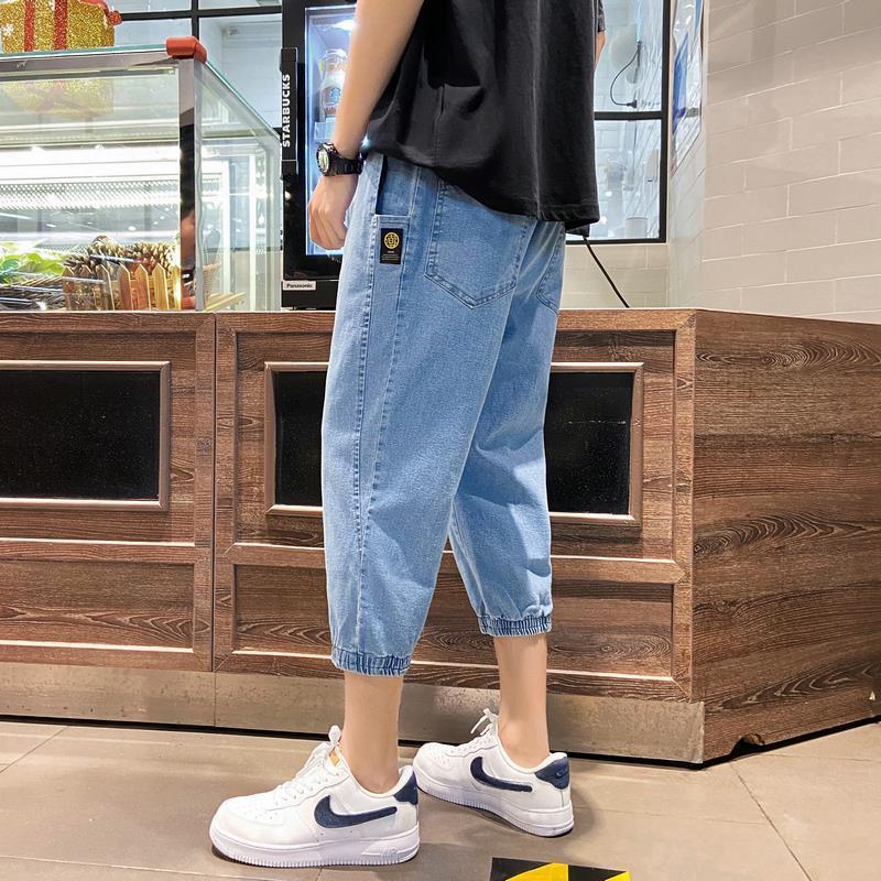 2019夏季薄款牛仔裤男潮牌加肥大码胖子七分裤宽松休闲百搭束脚裤