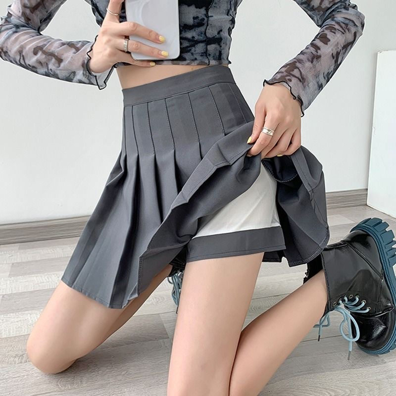 黑色百褶裙夏季女高腰a字显瘦大码胖mm短裙春秋新款小个子半身裙