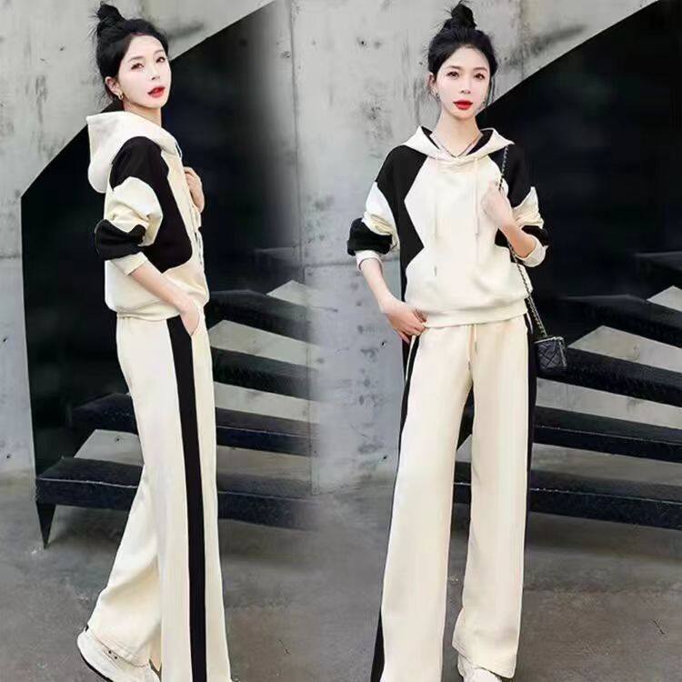 韩版休闲宽松运动卫衣卫裤套装女春秋小个子学院风洋气减龄两件套