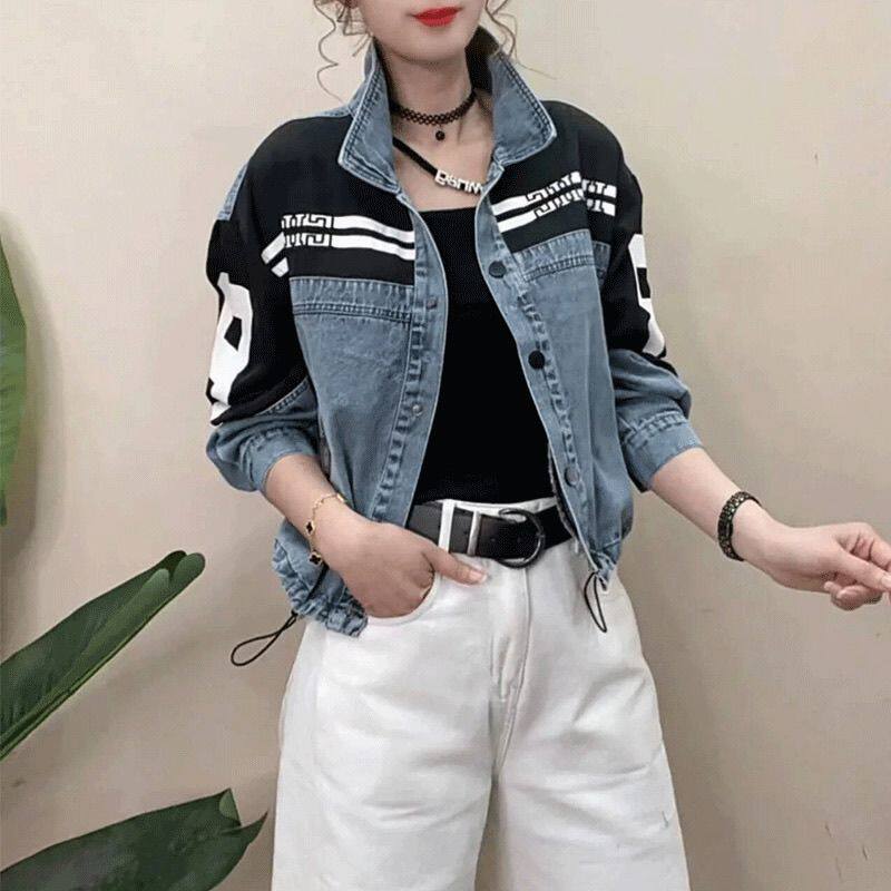 拼接牛仔外套女春装新款宽松洋气小个子百搭高级感夹克