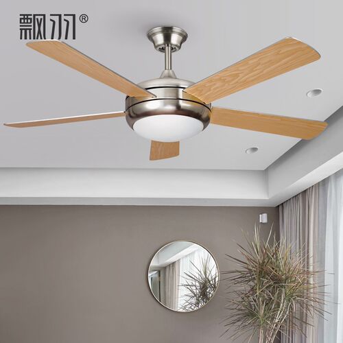 简约复古吊扇灯静音木叶带灯电扇客厅餐厅风扇灯loft北欧吊灯风扇