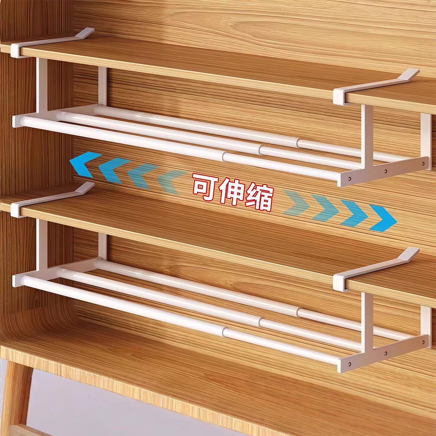 可伸缩鞋架家用鞋柜分层隔板鞋托下挂篮置物架整理鞋子托架省空间