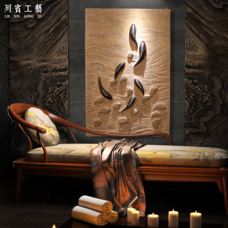 中式田园浮雕立体挂画客厅玄关电视机背景墙挂饰家居创意装饰壁挂