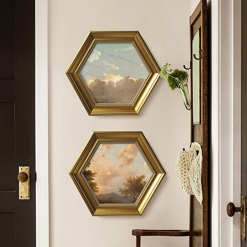 美式古典艺术客厅卧室楼梯走廊装饰画轻奢民宿墙壁画欧式风景画