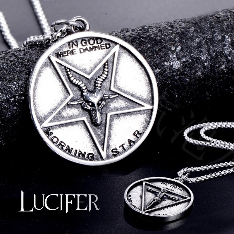 dc美剧周边地狱之王lucifer路西法晨星撒旦五旬节硬币不锈钢项链
