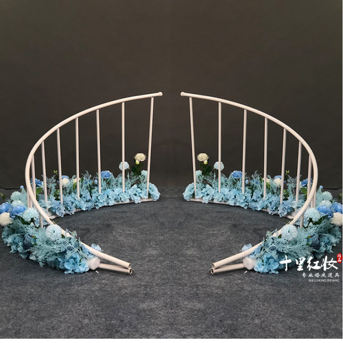 2019婚庆道具铁艺弧形围栏 婚庆舞台装饰 铁艺弧形栅栏婚礼路引