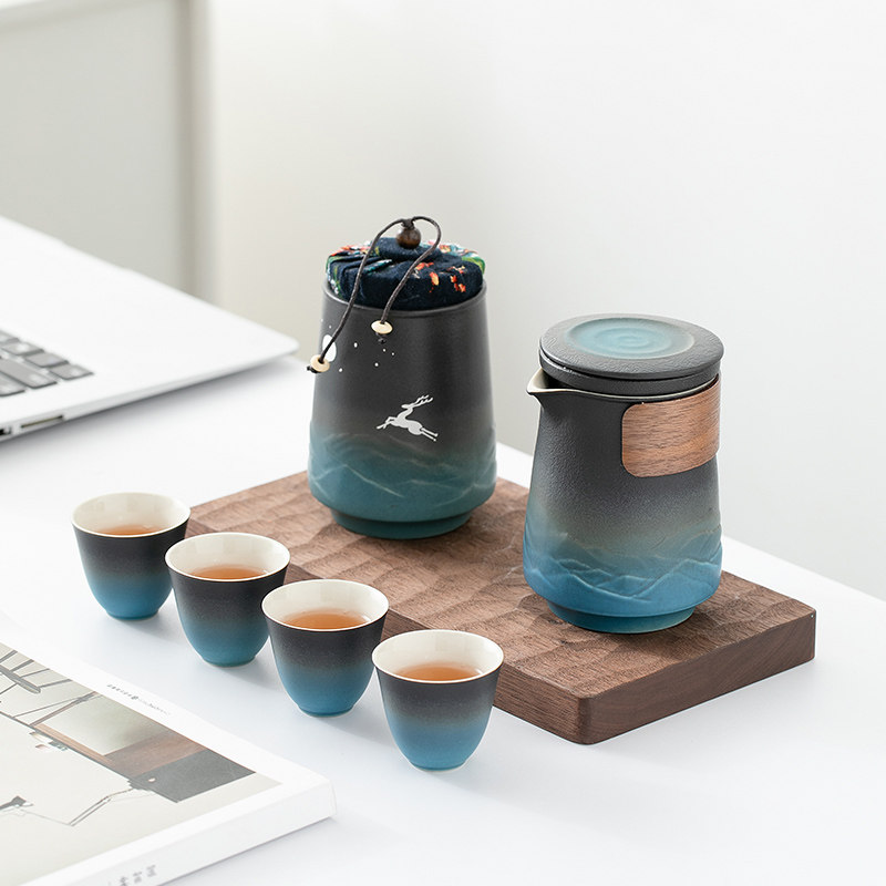 便携式旅行茶具套装户外包随身简易功夫泡茶壶茶杯出差旅游快客杯