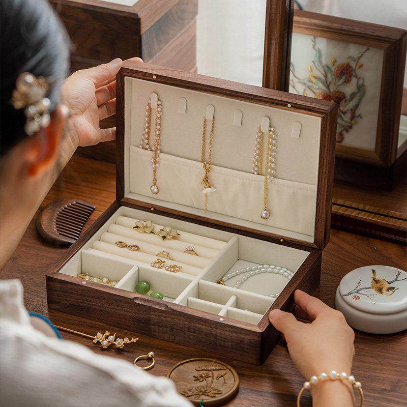 刺绣首饰盒纳盒结婚闺送新娘蜜朋友伴礼新手婚收礼物生日82饰品盒