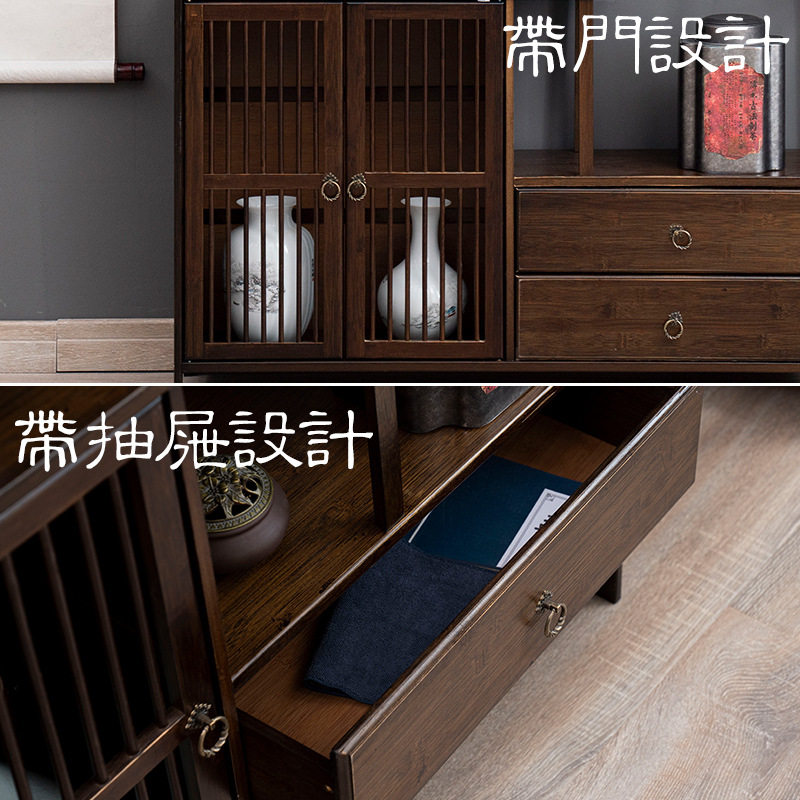 轻奢置物架书架隔断组合落地博古多层储物架展示办公屏风创意木艺