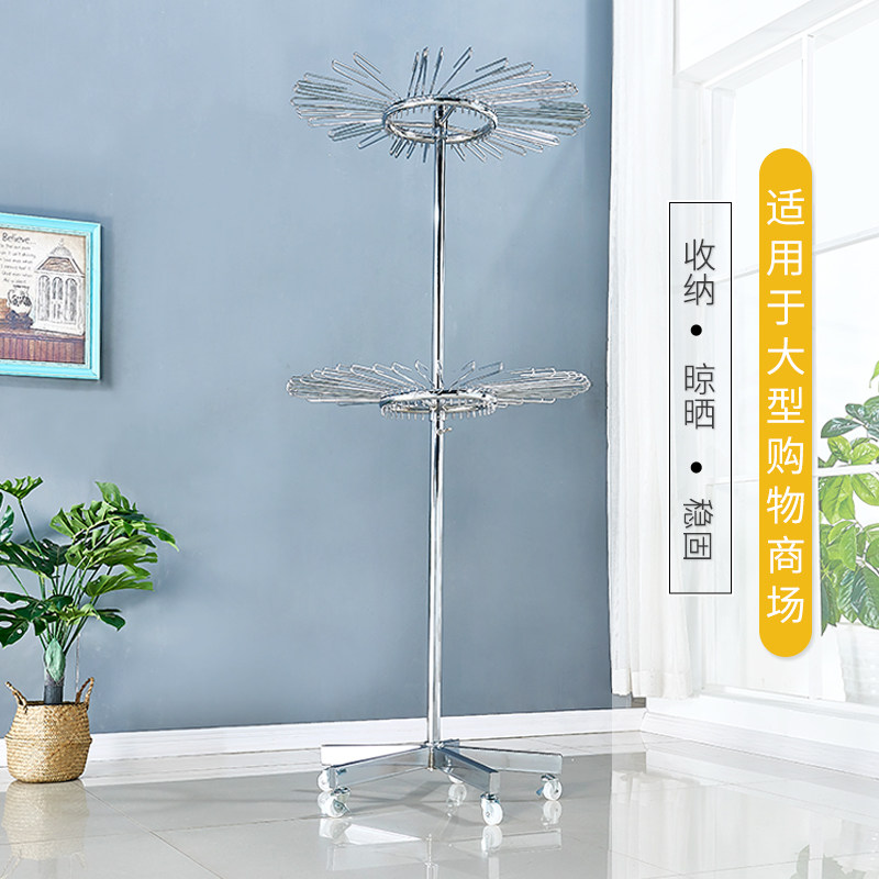 铁艺丝巾展示架围巾货架服装店可旋转圆形架子布料架样板陈列架