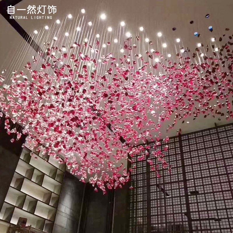 轻奢客厅餐厅琉璃石头子水晶吊灯酒店灯具售楼部沙盘宴会厅大吊灯
