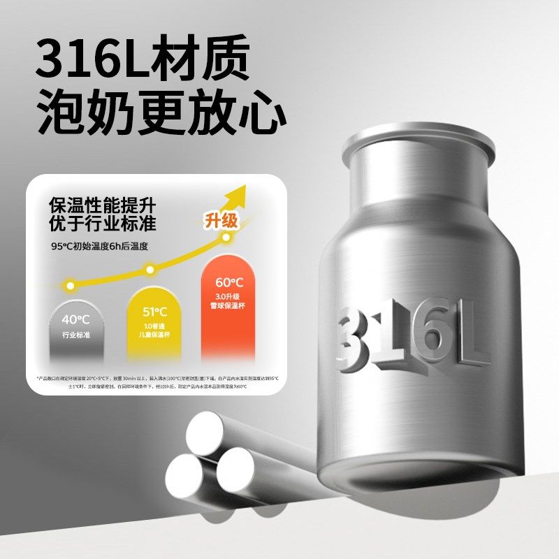 【12月+ 无阀好吸】NEVS儿童保温杯婴儿宝宝保温杯喝水奶瓶大容量