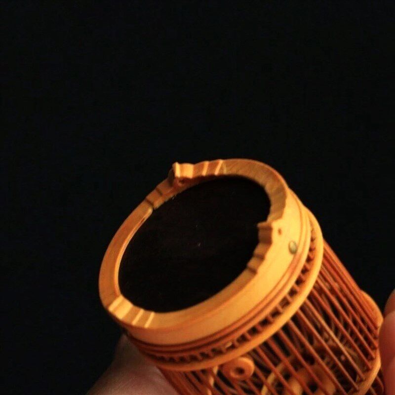 老竹制黄杨木竹蛉笼子盒 黄蛉 摆件把玩迷你袖珍小笼 爬虫鸣虫具