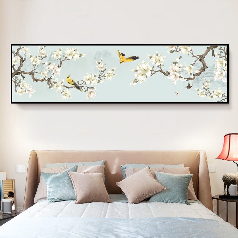 新中式卧室床头挂画房间风景壁画沙发背景墙酒店有框画客厅装饰画