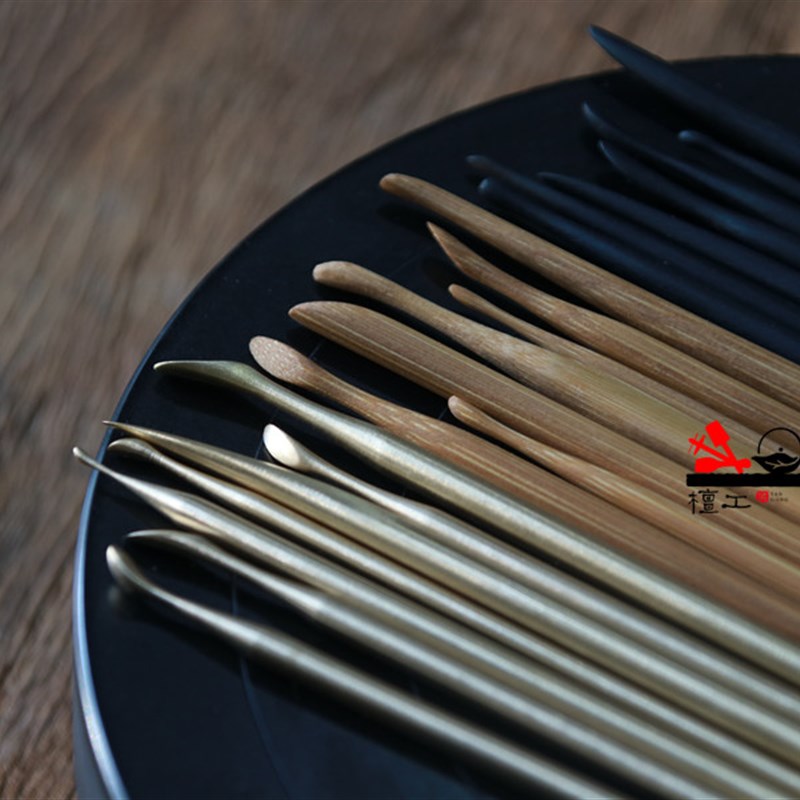 檀工宜兴紫砂壶制作专用工具花器壶理树枝推松皮清线条铜小脚牛角