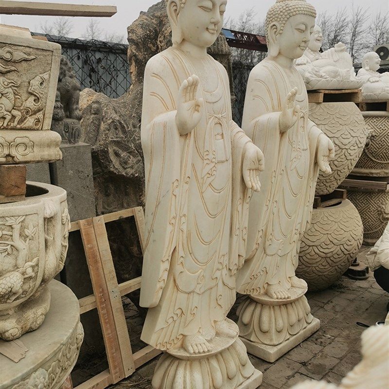 彷古石雕汉白玉石头人物雕刻石像立身释迦摩尼佛造像大日如来站佛