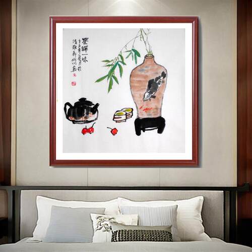中国古美術・竹子図三尺画芯・純手描き・水墨画・啓功印款・書道・宣紙・带水印・肉筆 水墨竹子手绘名家无款无印四尺三开宣纸卷轴画芯玄关挂画简略中式_虎窝淘