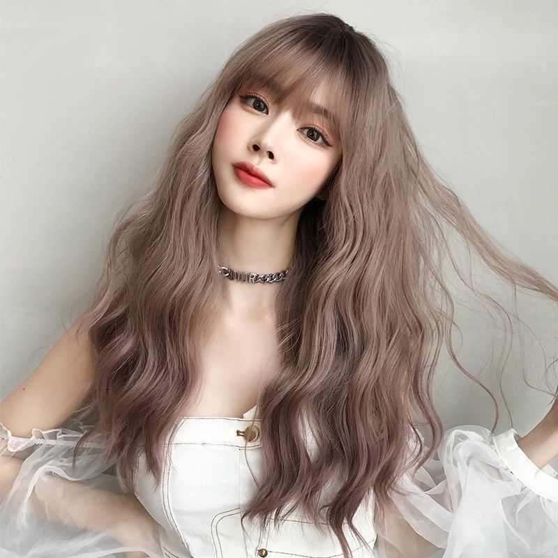 假发女新款长发微卷波浪自然刘海蓬松整顶发套网红长卷发全头发套
