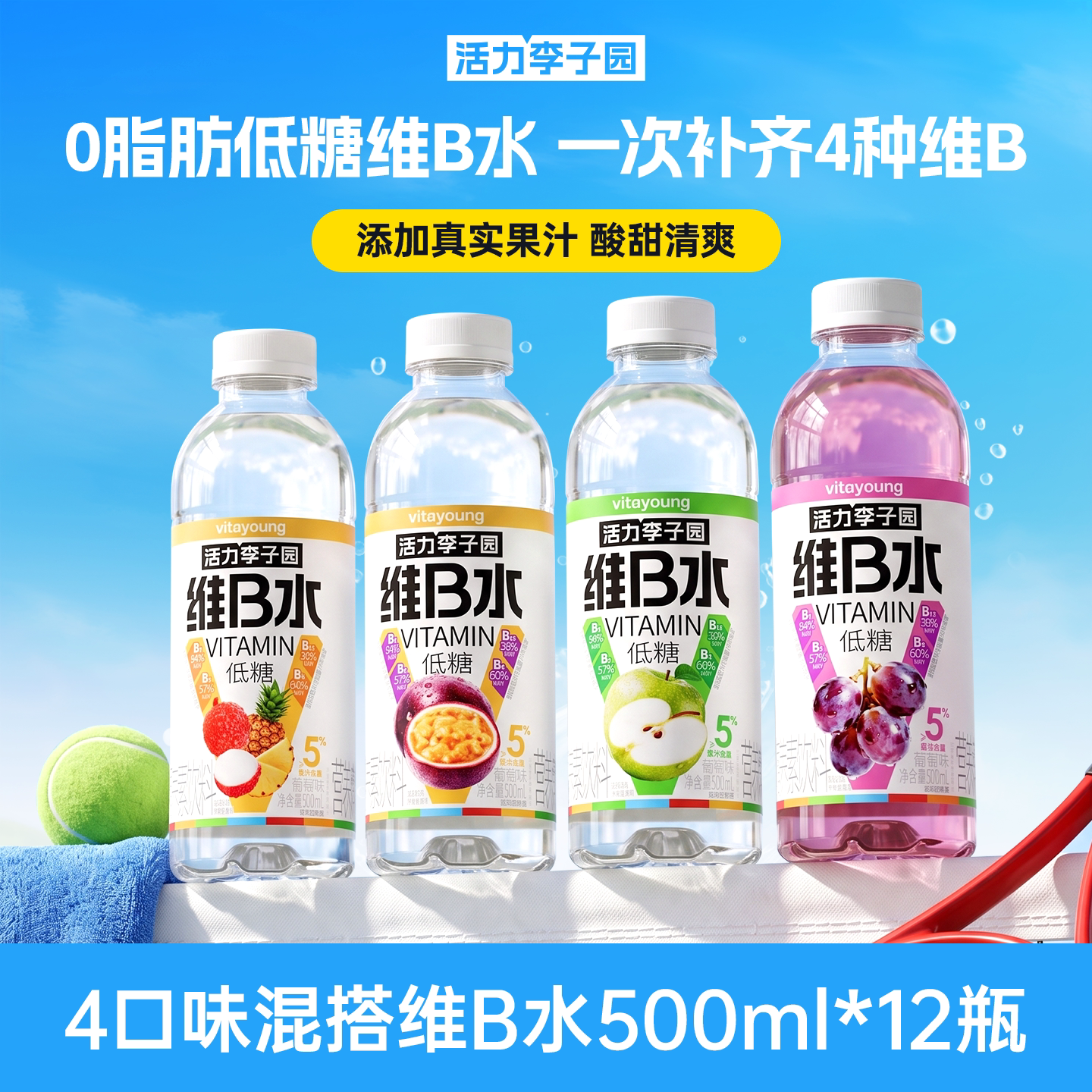 活力李子园维B水500ml*12瓶