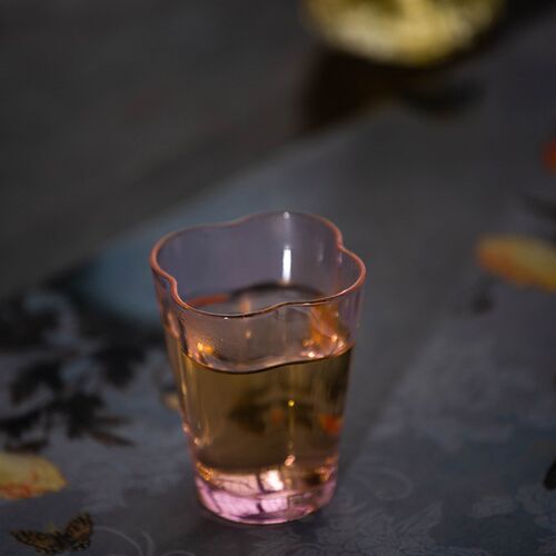 叶屿云朵高硼硅玻璃品茗杯茶杯家用主人杯耐热透明粉色喝茶杯分茶
