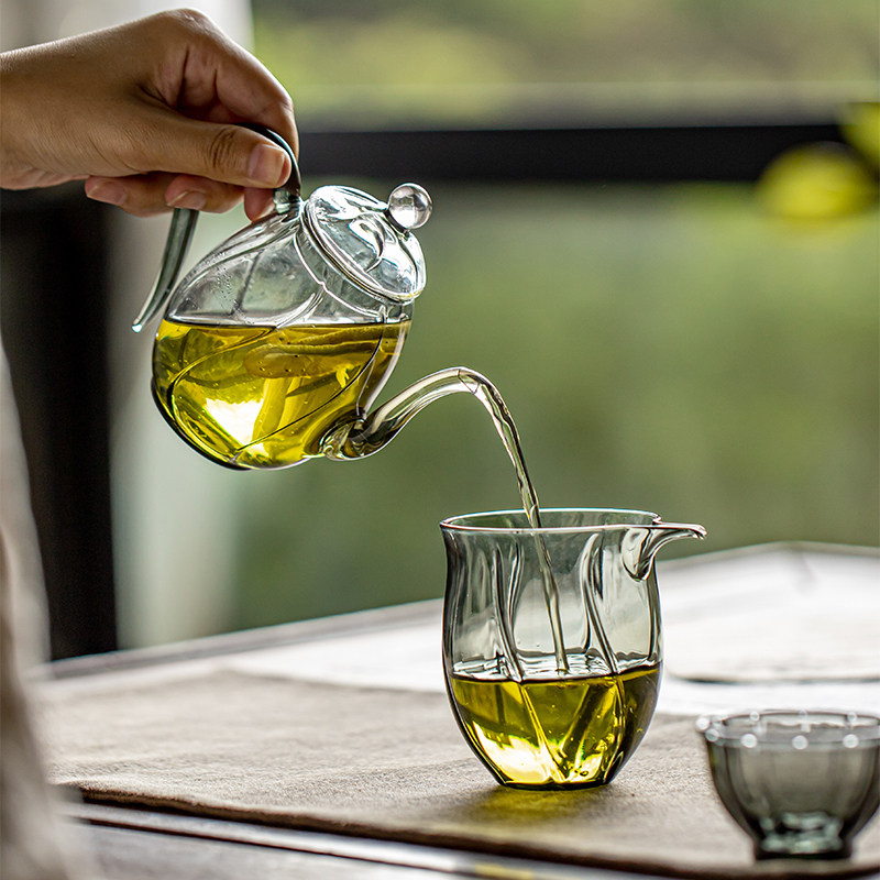 透明玻璃小茶壶高颜值家用迷你泡茶壶过滤简约花茶绿茶壶女士茶具
