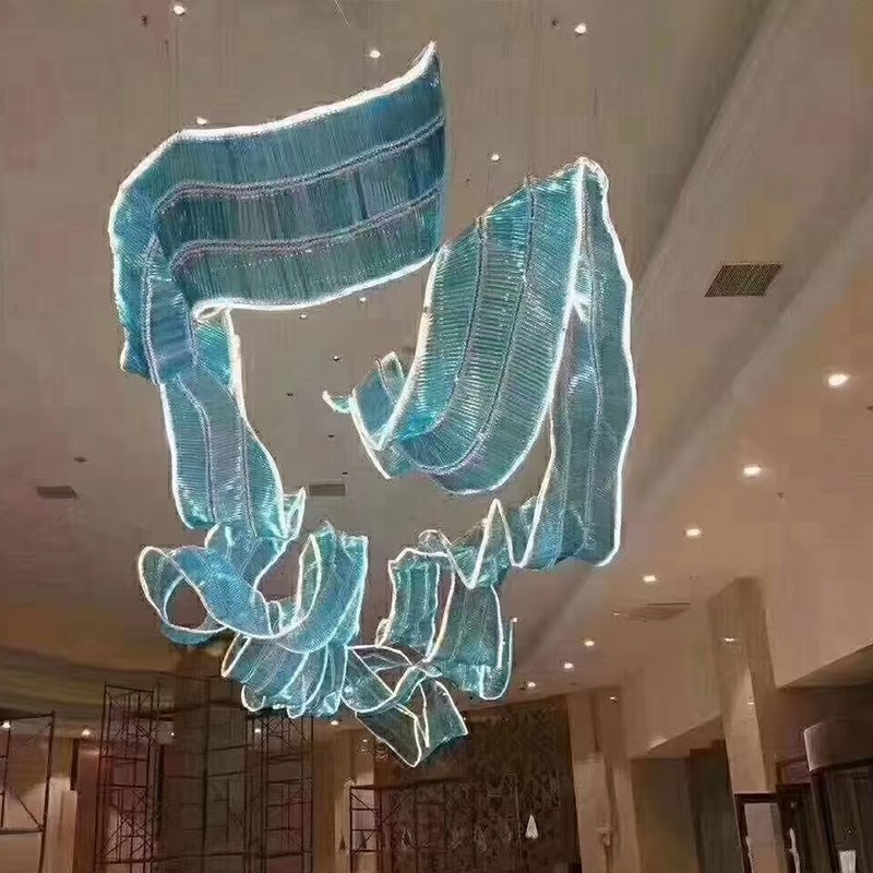 创意绿色飘带吊灯售楼处沙盘酒店别墅大堂宴会厅迎宾楼美容院吊灯